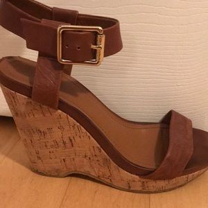 Calvin Klein ankle strap cork wedge